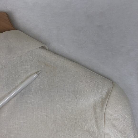 CW‎ CLIFFORD & WILLS Petites 100% Linen Jacket Sz 10P White Academia Office - Picture 15 of 15